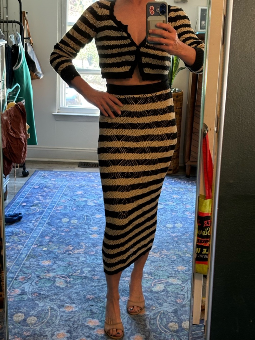 Freshman Black and Cream Striped Knit Set - Picture 6 of 7